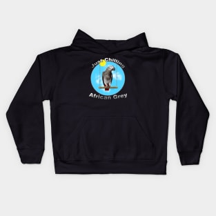 African Grey Congo Parrot Chilling Kids Hoodie